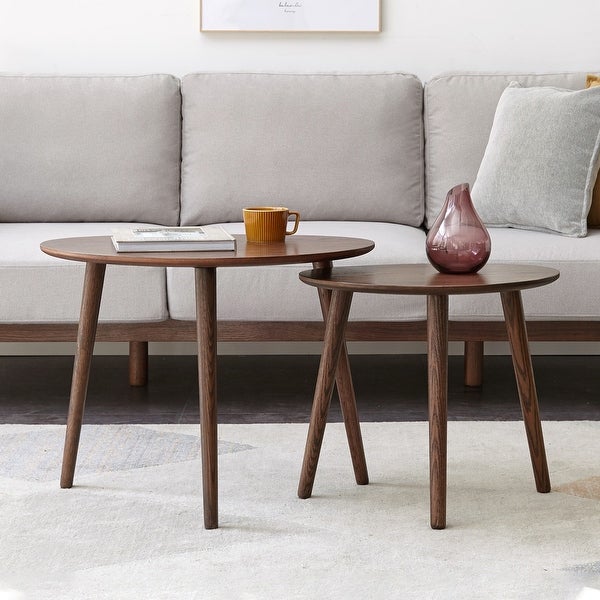 Pebble Shaped End Table with Solid Oak ， Easy to assemble Natural wood with Storage Shelf Natural Writing