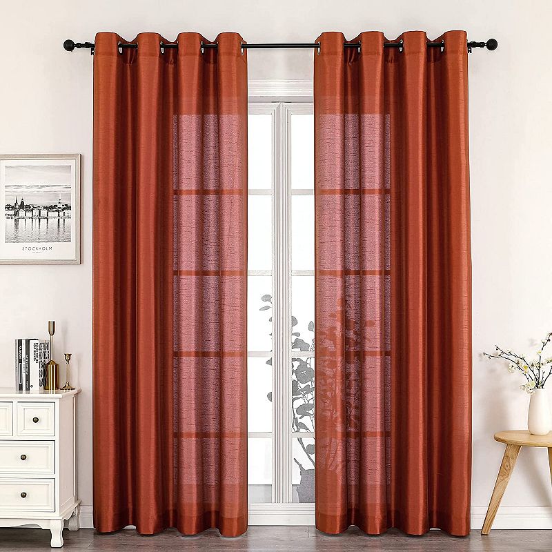 GoodGram Montauk Accents 2 Pack Ultra Luxurious Faux Silk Sheer Grommet Top Curtain Panels