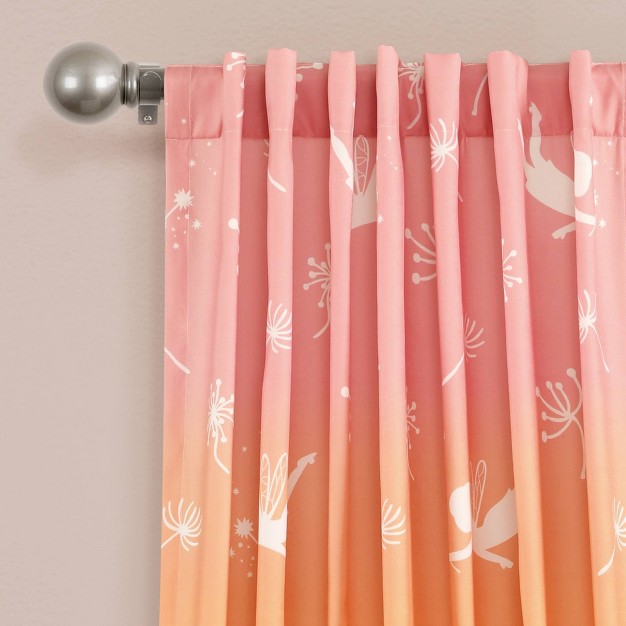 Kids x27 Dandelion Fairy Ombre Window Curtain Panels Set Pastel Rainbow Lush D cor