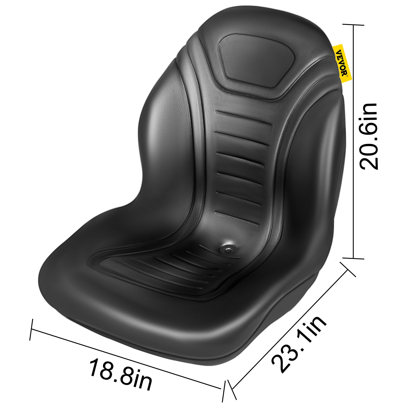 VEVOR Yamaha Tractor Seat High Back Mower Seat Black Vinyl Forklift Drain Hole with Mounting Bolt Patterns of 8