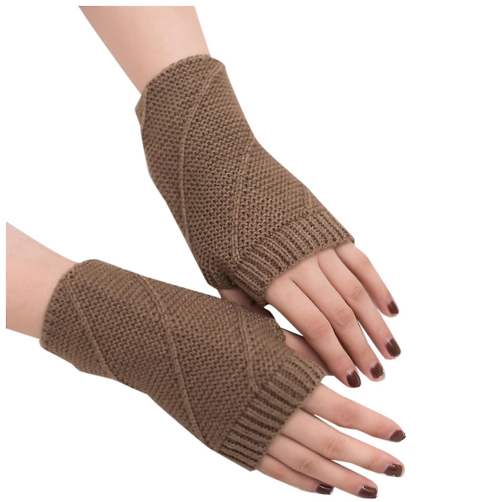 Women Girl Knitted Arm Fingerless Keep Warm Winter Gloves Soft Warm Mitten