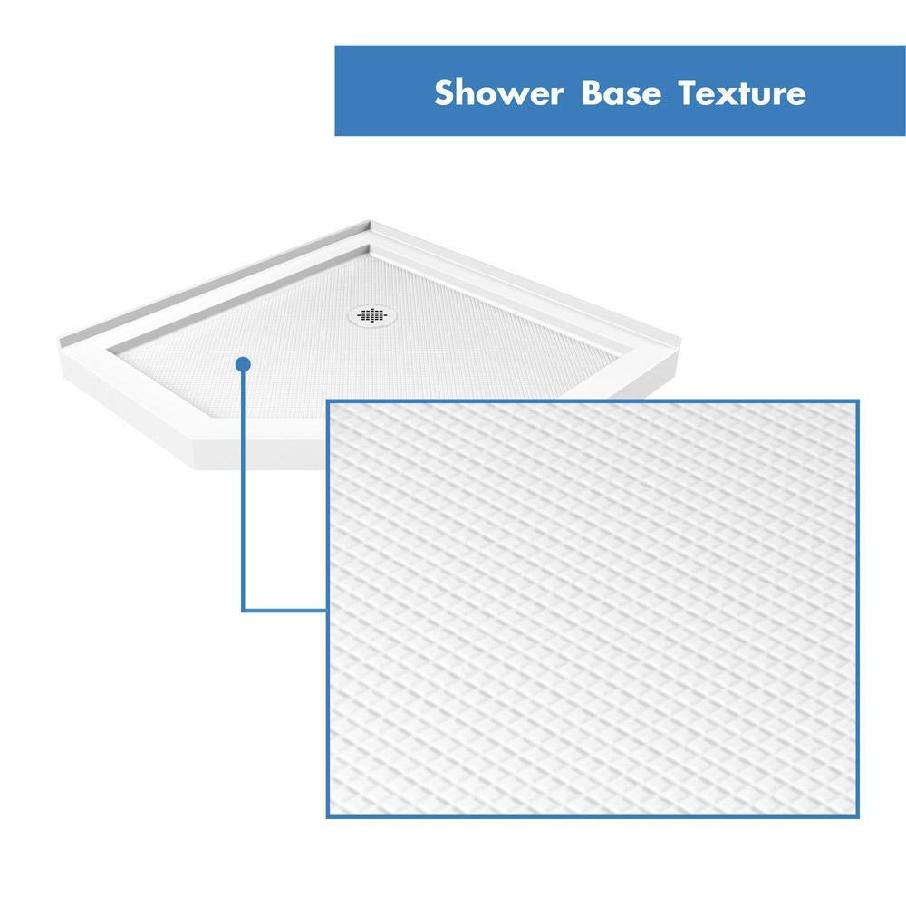 DreamLine Prism 38 in. x 38 in. x 74.75 in. Semi-Frameless Pivot Neo-Angle Shower Enclosure in Brushed Nickel with White Base DL-6031-04