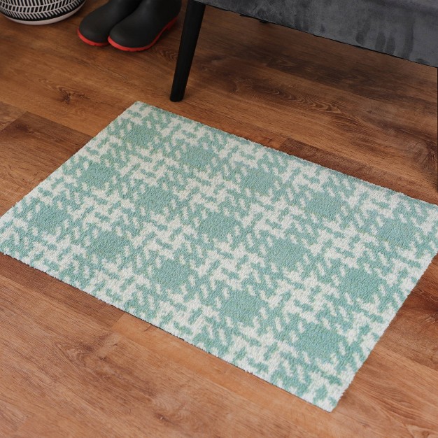 2 x27 x3 x27 Colorstar Hook Knit Door Mat Green Bungalow Flooring