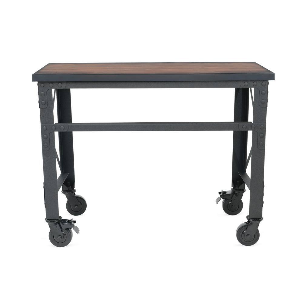 DURAMAX 46 in. x 24 in. Rolling Industrial Worktable Desk with Solid Wood Top 68023