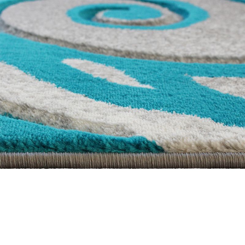 Masada Rugs Masada Rugs DaVincii Collection 5'x7' Turquoise， White and Gray Modern Woven Area Rug， Hand Carved Sculpting -Design D241