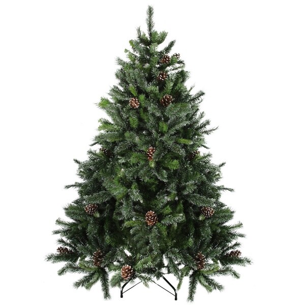 Full Snowy Delta Pine with Cones Artificial Christmas Tree