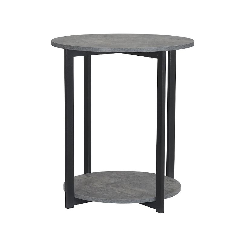 Household Essentials Faux-Concrete 2-Tier Round End Table