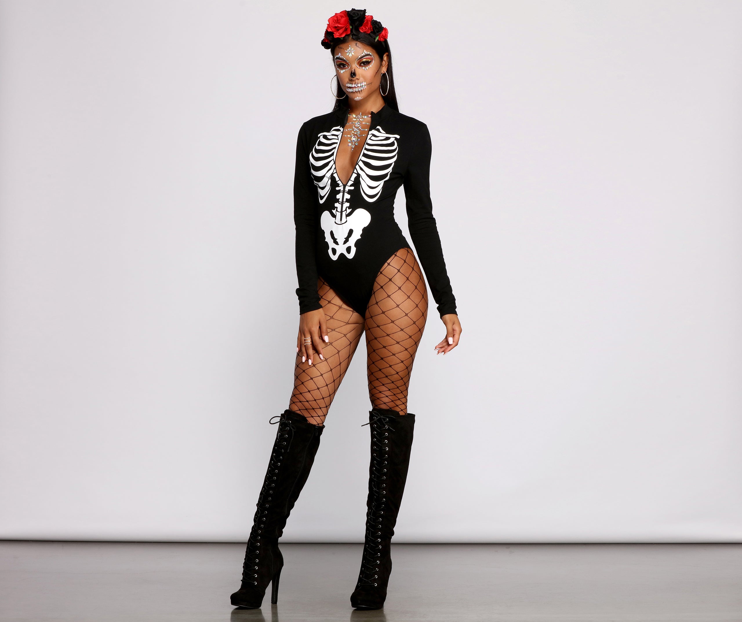 Sultry Skeleton Babe Bodysuit