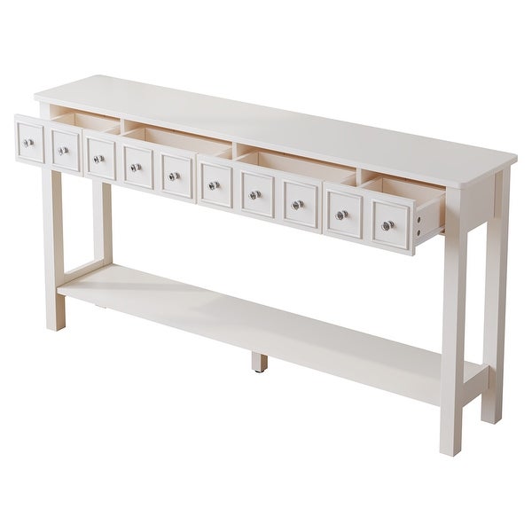 Console Table with Shelf and Different Size Drawers