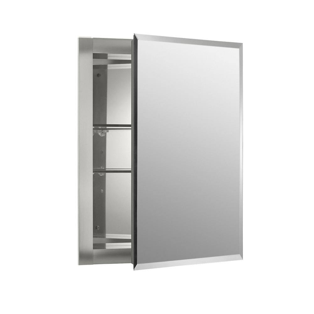 KOHLER 15.5 in. W x 19.5 in. H x 5 in. D Aluminum Recessed Medicine Cabinet K-CB-CLR1620FS