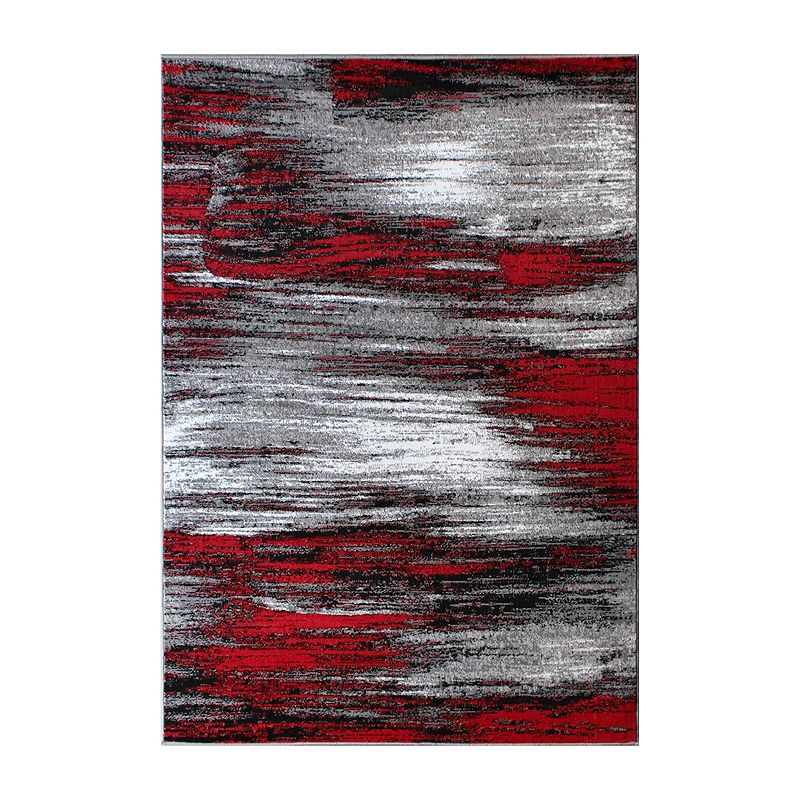 Masada Rugs Masada Rugs Trendz Collection 5'x7' Modern Contemporary Area Rug in Red， Gray and Black - Design Trz863