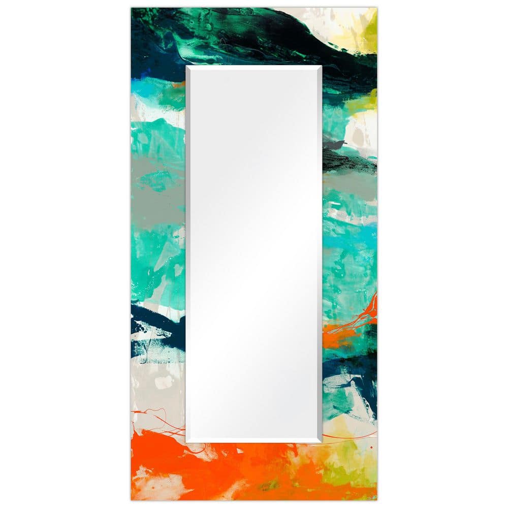 Empire Art Direct 72 in. x 36 in. Tidal Abstract Rectangle Framed Printed Tempered Art Glass Beveled Accent Mirror TAM-108454-7236