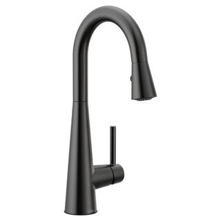 MOEN Sleek Single-Handle Pull-Down Sprayer Bar Faucet Featuring Reflex and Power Clean in Matte Black 7664BL