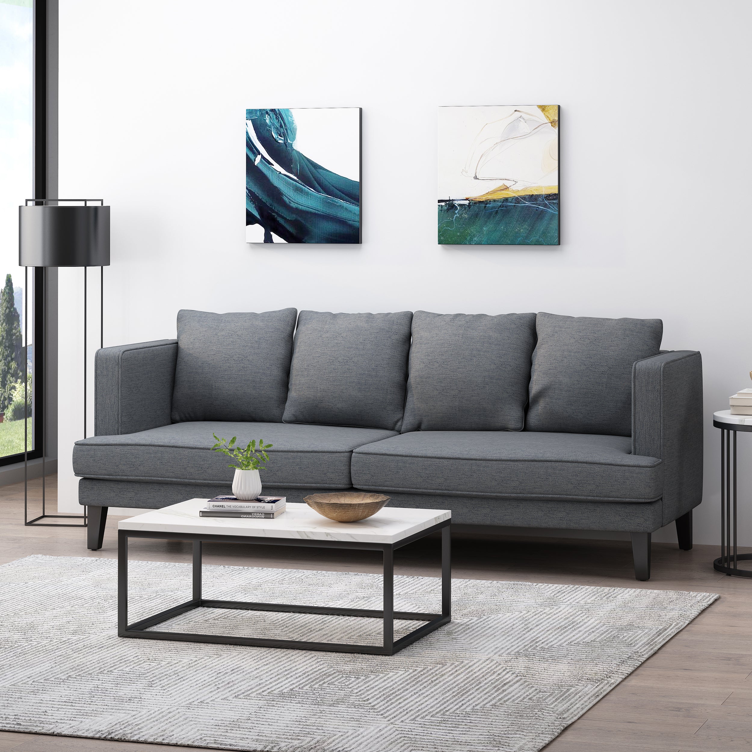 Nimsi Contemporary 3 Seater Fabric Sofa