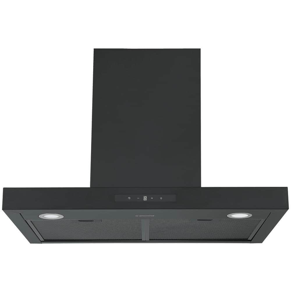 Ancona 30 in 440 CFM Convertible Wall Mount Rectangular Range Hood with LED Lights in Matte Black