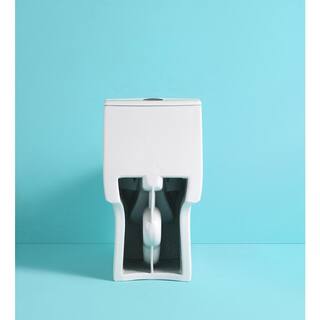 HOMEMYSTIQUE One-Piece 1.11.6 GPF Dual Flush Elongated Toilet in White Seat Included N-W1573101061