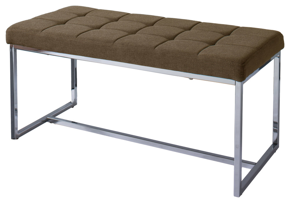 CorLiving Huntington Modern Fabric Bench With Chrome Base   Contemporary   Upholstered Benches   by CorLiving Distribution LLC  Houzz