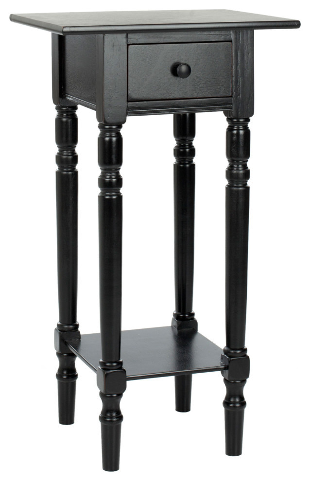 Maribelle End Table With Storage Drawer Distressed Black   Traditional   Side Tables And End Tables   by AED Luxury Home Decor  Houzz