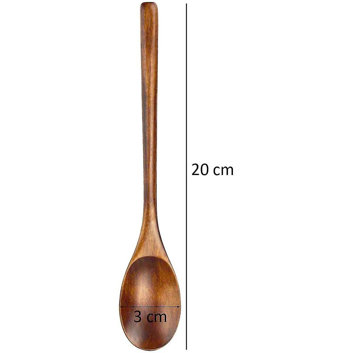 Wooden Spoons， 2 Pieces Wood Soup Spoons Long Handle Spoon