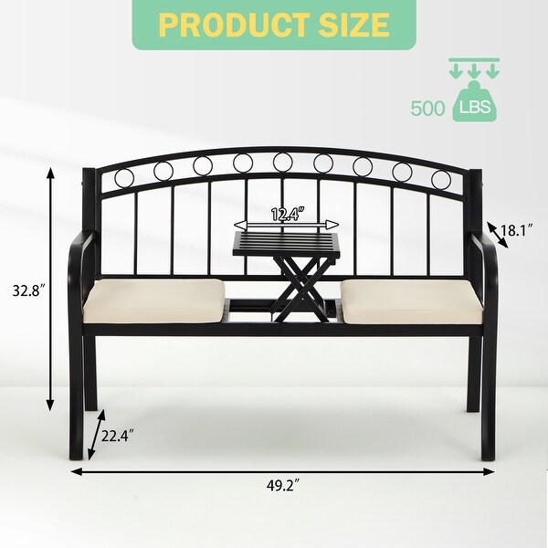 AVAWING Outdoor Steel Garden Bench Porch Path Chair Loveseat