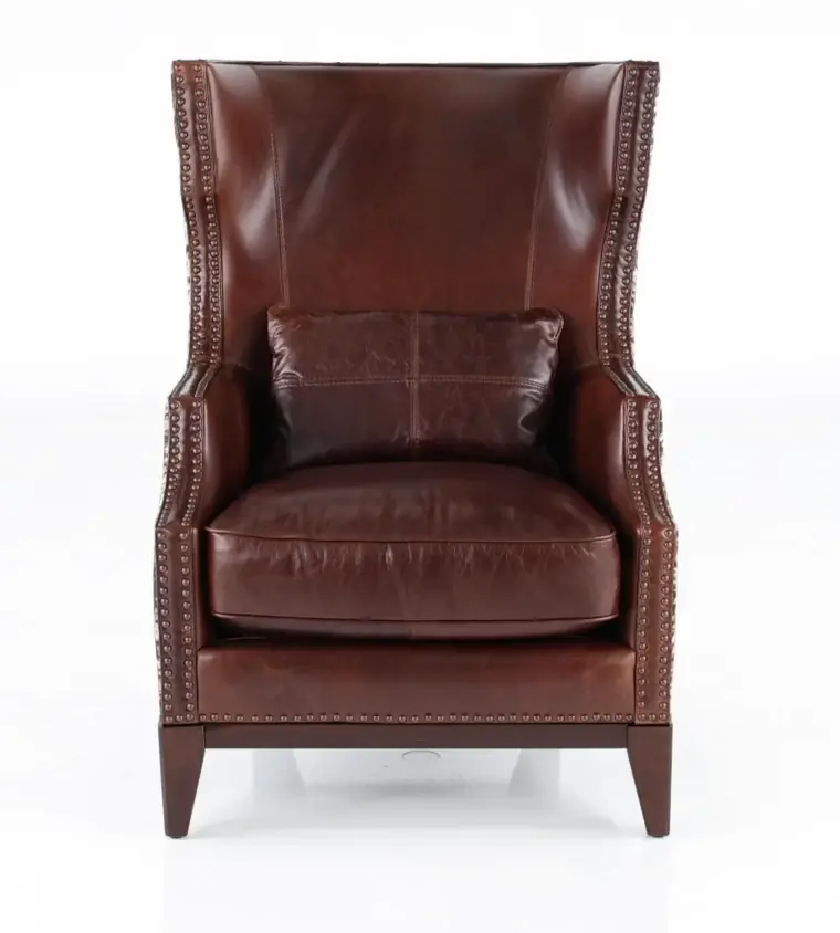 Havana Chocolate Brown Leather Wingback Chair