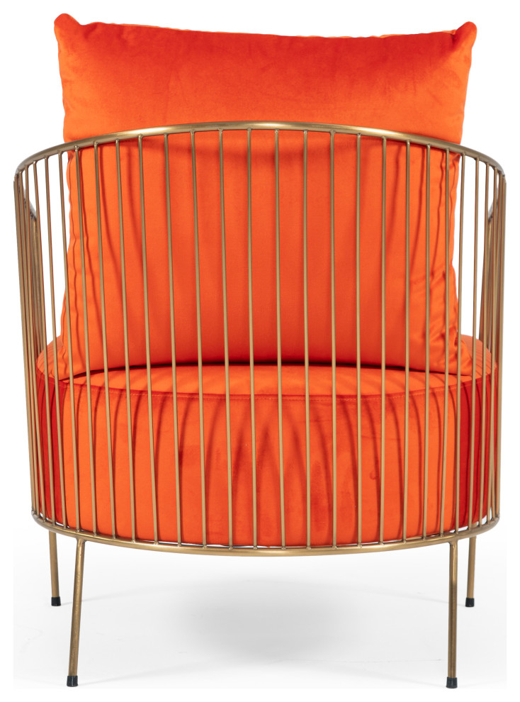 Modrest Loveland Glam Orange Velvet Accent Chair   Contemporary   Armchairs And Accent Chairs   by Vig Furniture Inc.  Houzz