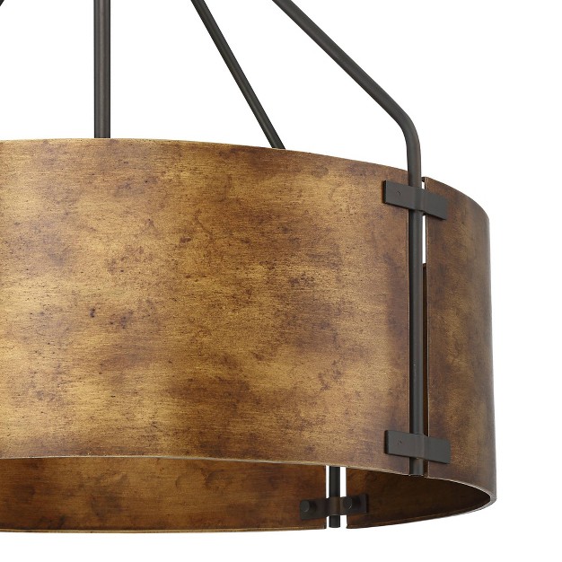 Wide Rustic Farmhouse Metal Drum Shade 4 light Fixture For Dining Room House Kitchen Island