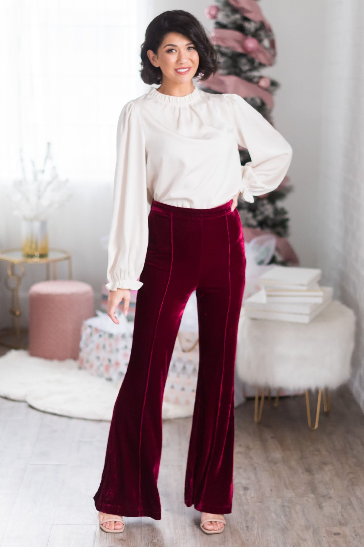 Cheerful Velvet Flare Pants