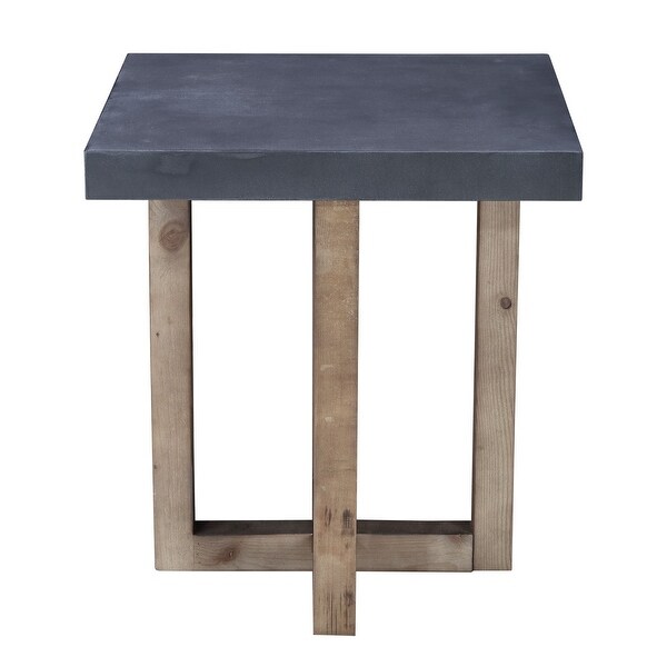 Connexion Decor Haerford Reclaimed Pine Wood End Table in Cement/Natural