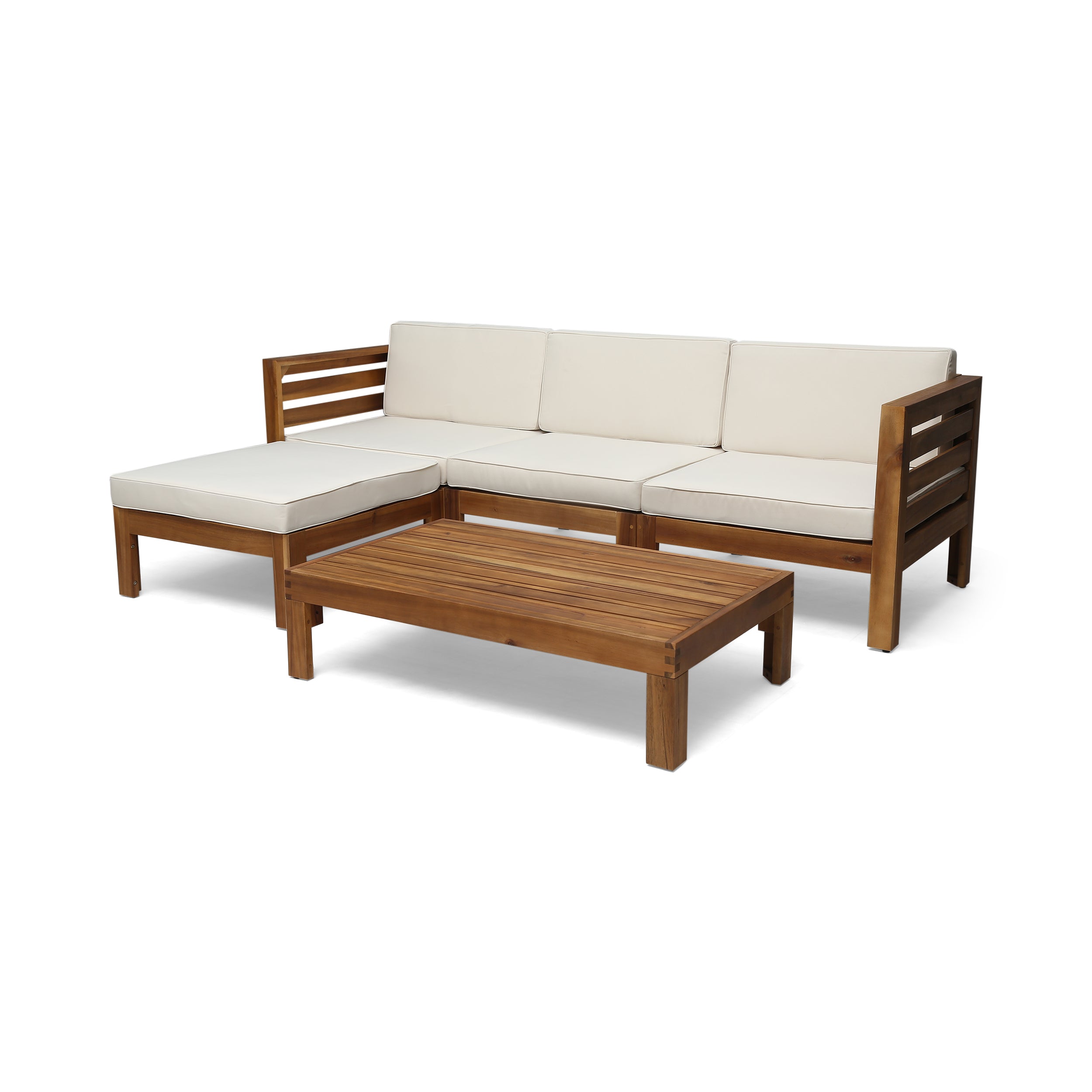 Canal Outdoor 5 Piece Acacia Wood Sofa Set