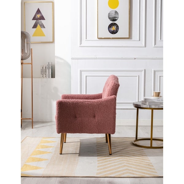 Teddy Fabric Accent Chair Leisure Single Sofa with Rose Golden Legs for Modern Living Room