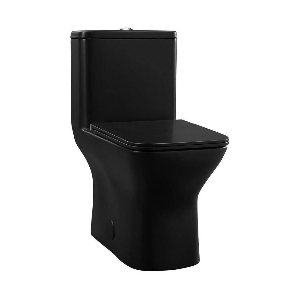 Swiss Madison Carre 10 in. Rough-In 1-piece 1.11.6 GPF Dual Flush Square Toilet in Matte Black Seat Included SM-1T276MB