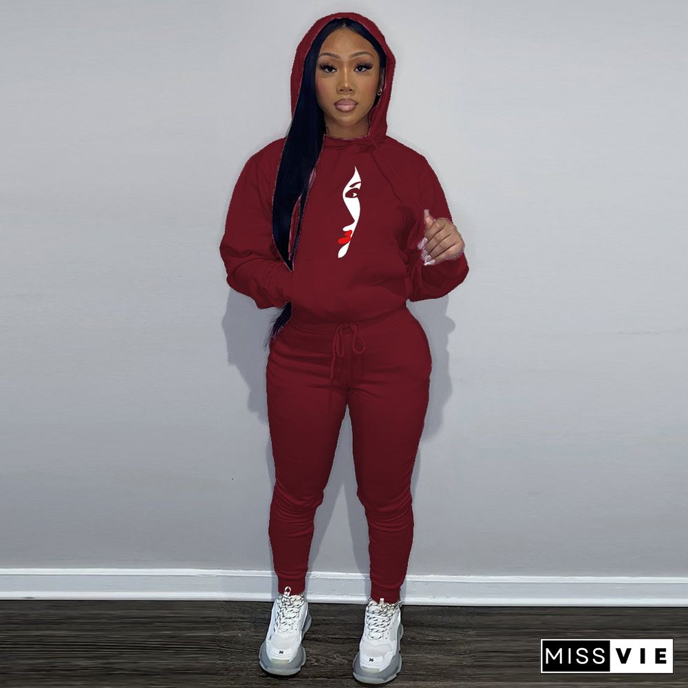 Fleece Hoodies Sweatshirt and Pants Tracksuit