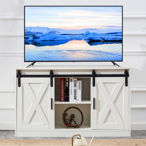 46.9 in. Entertainment Center TV Stand with 2 Sliding Barn Doors