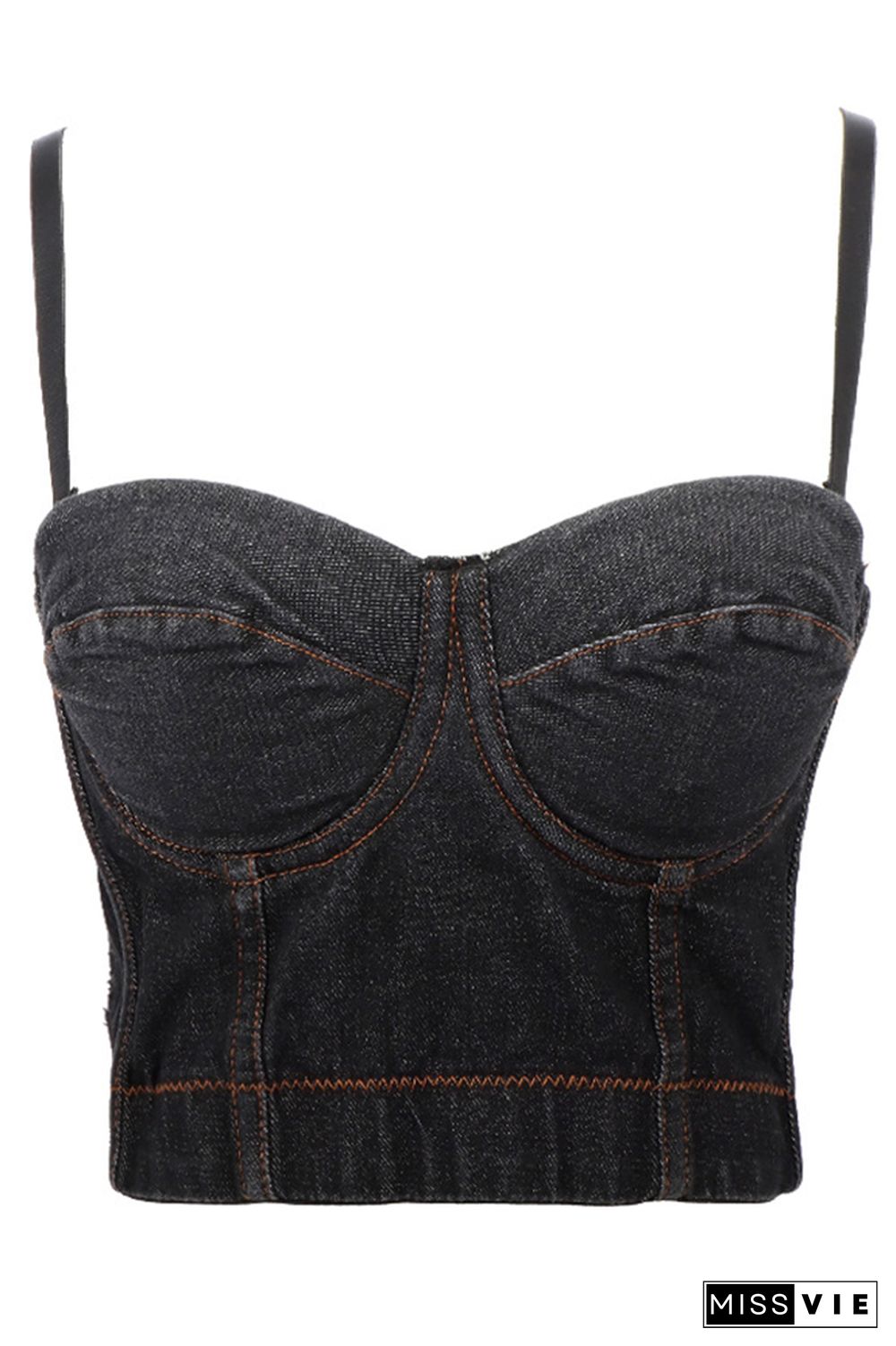 Fishbone Denim Camisole Backless Corset Wholesale