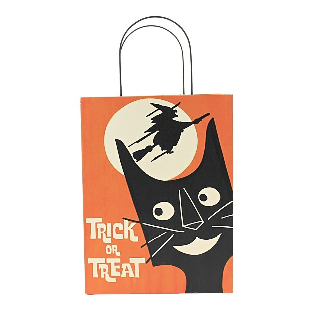 Bethany Lowe Halloween Tin Treat Bag One Figurine 14 75 Inches Witch Moon Black Cat Tf0137 Metal Orange