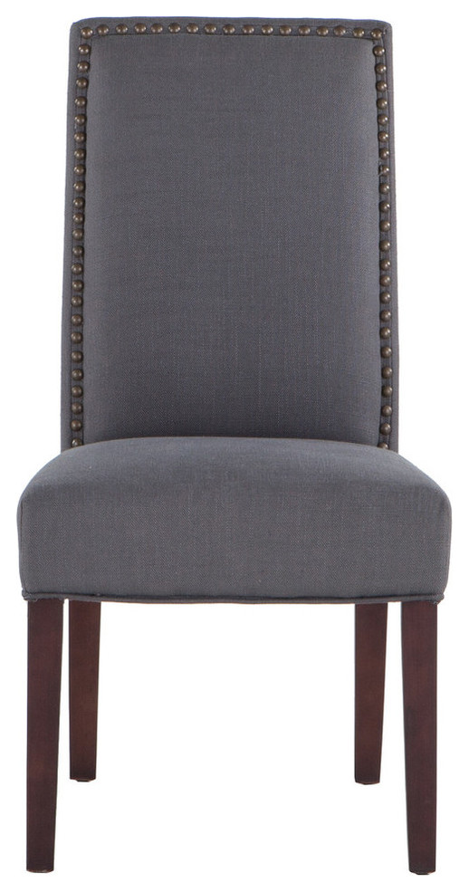 Jona Dark Gray Linen Dining Chairs  Set of 2   Transitional   Dining Chairs   by World Interiors  Houzz