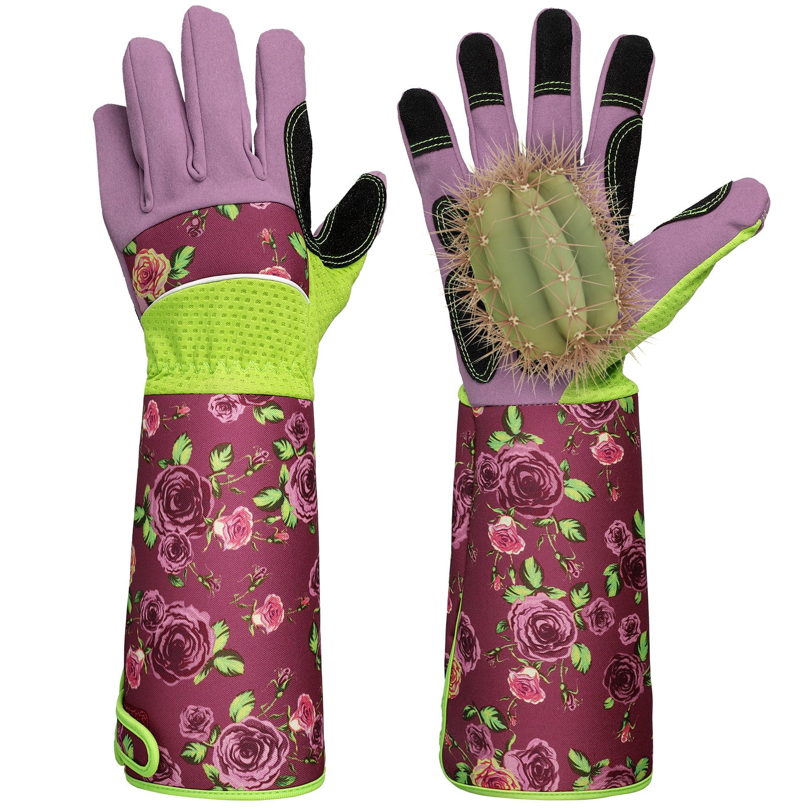 TSV Gardening Gloves for Women, Long Sleeve Thorn Proof Gardening Gloves, Rose Pruning Thorn & Cut Work Proof Long Gauntlet, Puncture Resistant, Breathable Non-Slip, Pink