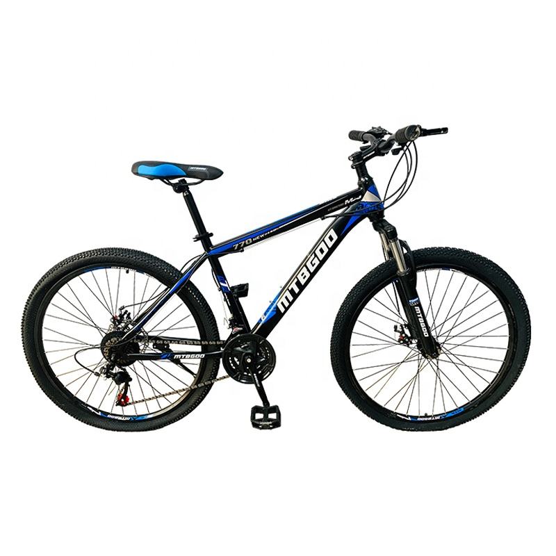 Holiday promotional street use 26 inch stock adults bicycle 17 inch bule color carbon steel frame 21 speed mountain bike