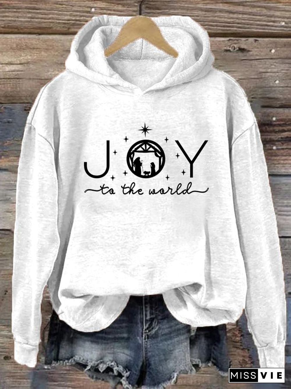 Women's Joy To The World Printed Hoodie