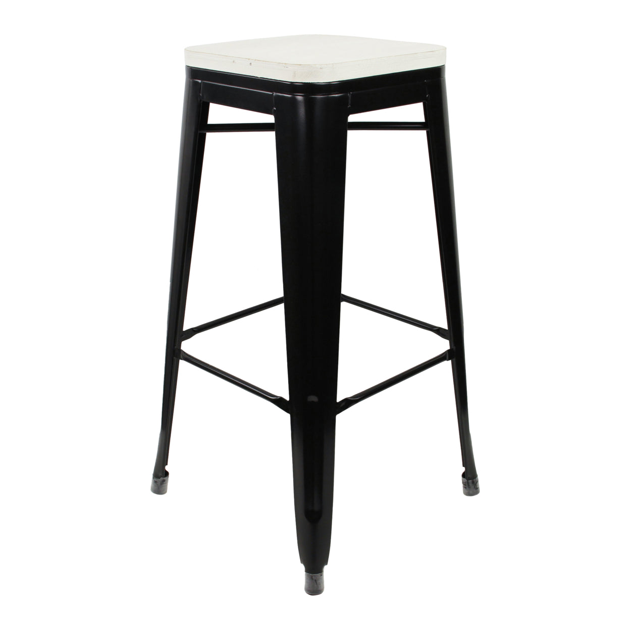 Cheungs Metal Stool With Black Frame And White Seat， Large