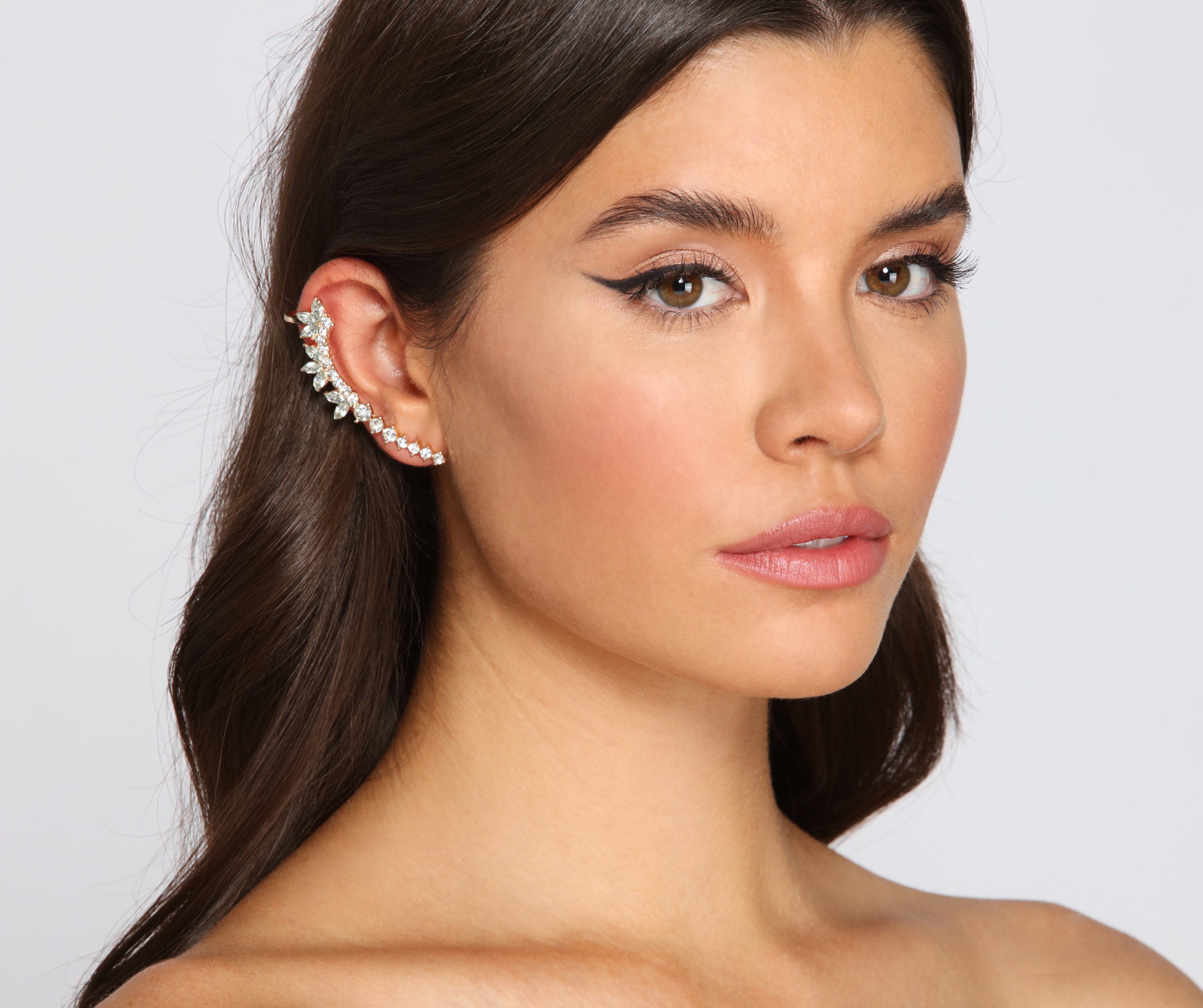 Glam Girl Rhinestone Ear Crawler And Stud Set