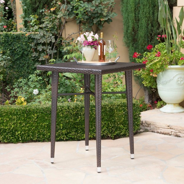 Dominica Square Wicker Bar Table Brown Christopher Knight Home