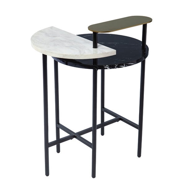 SEI Furniture Aasen Contemporary Black Stone Side Table