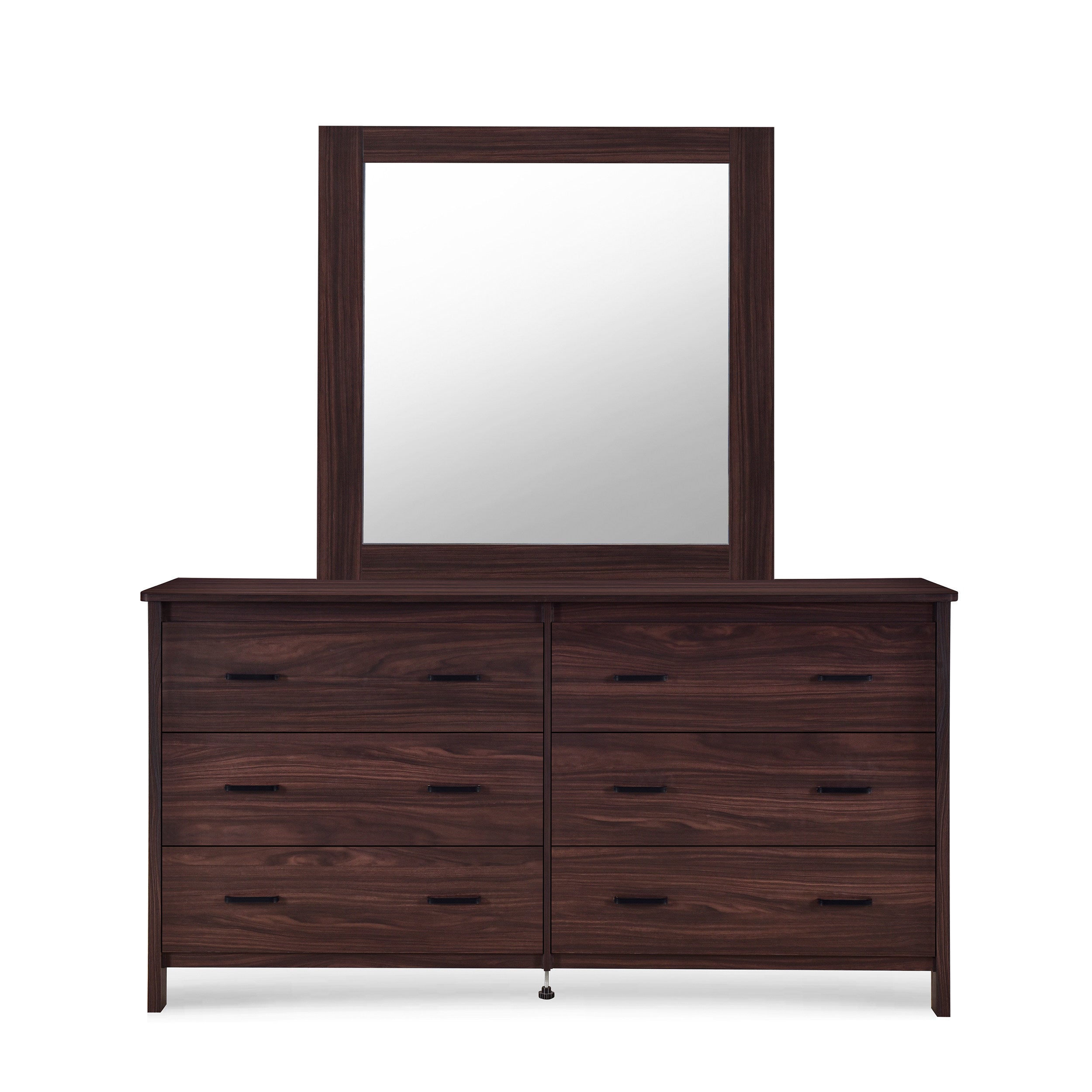 Titeca Contemporary 6 Drawer Vanity Dresser with Square Mirror