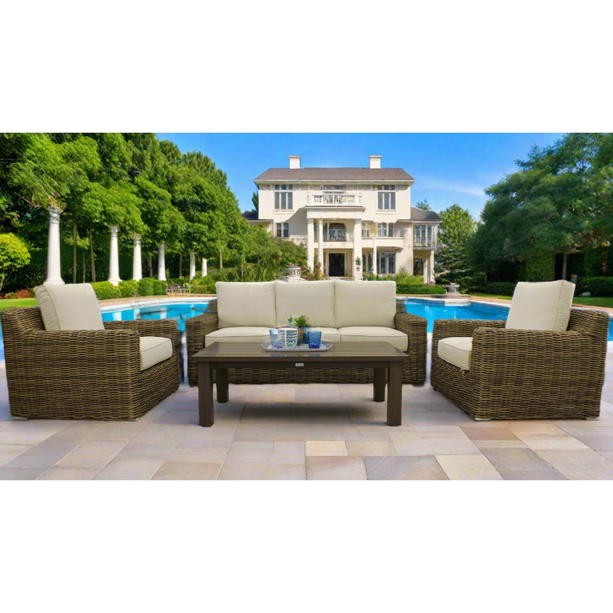 Carmel Brown 3pc Outdoor Seating Set with LUX Heavy Weave