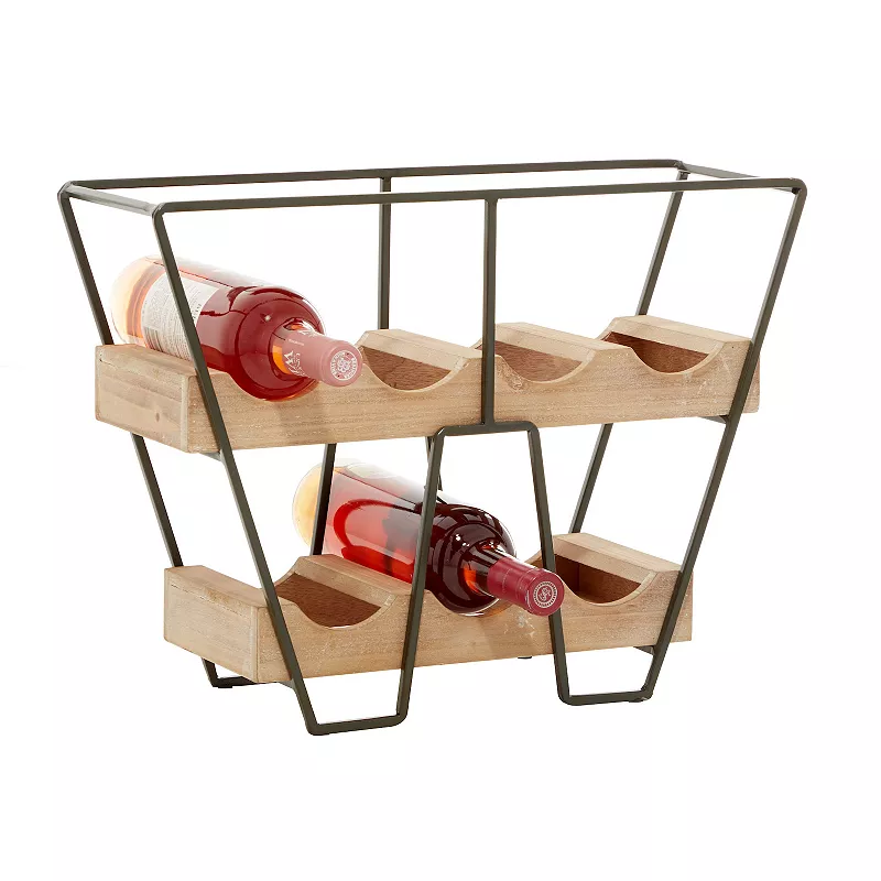 Stella and Eve Wood Industrial Wine Rack