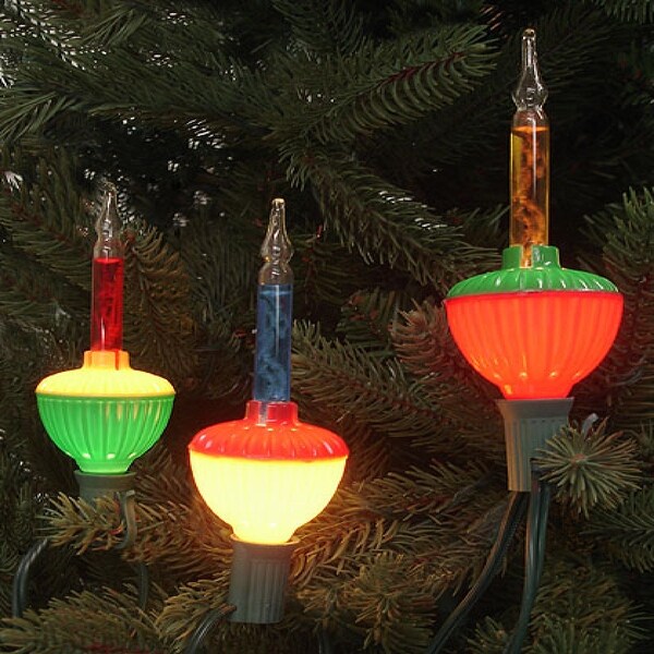 7Count Multi Color Retro Christmas Bubble Light Set，6ft Green Wire