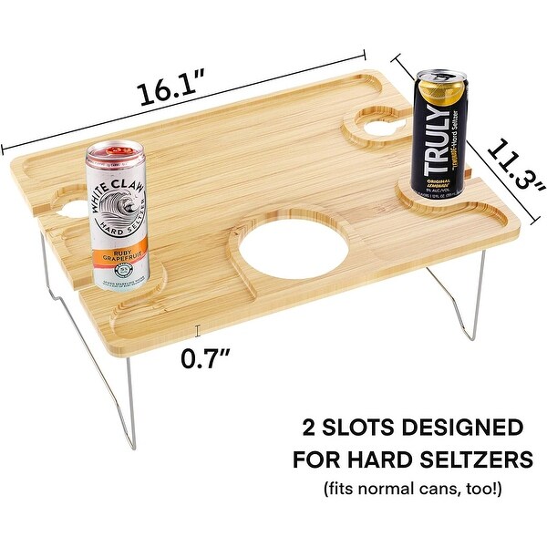 Portable Bamboo Wine Picnic Table Tray