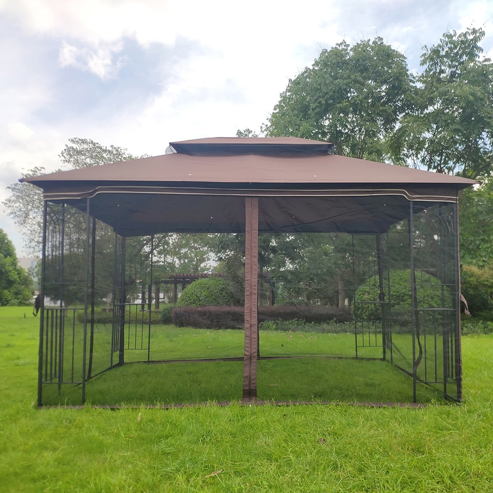 Outdoor Patio Gazebo Canopy Tent with Ventilated Double Roof